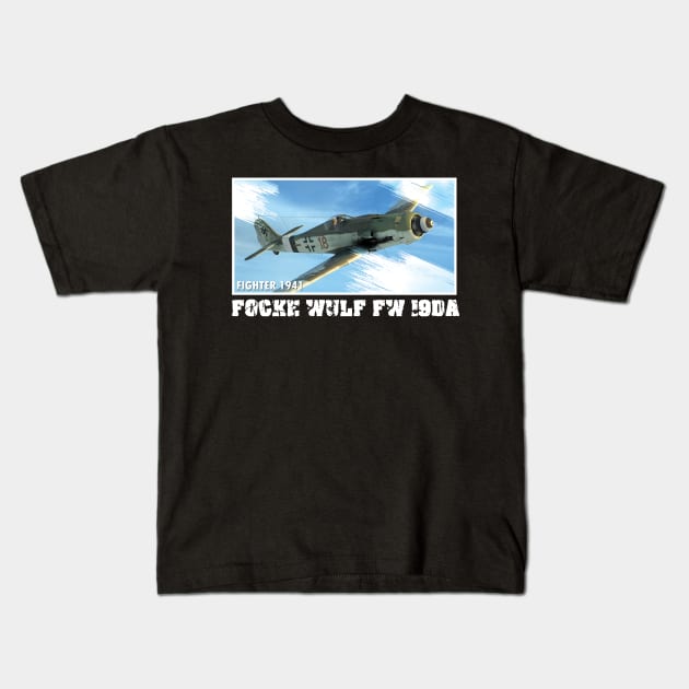 Luftwaffe FW190 Pilot Gift Battle of Britain German Warbird WW2 Kids T-Shirt by woormle